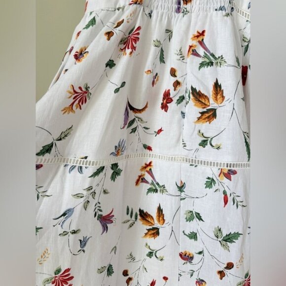NEW Reformation Everett Linen Midi Dress Corsini White Multi Floral | US 6 UK 10 - Picture 14 of 16